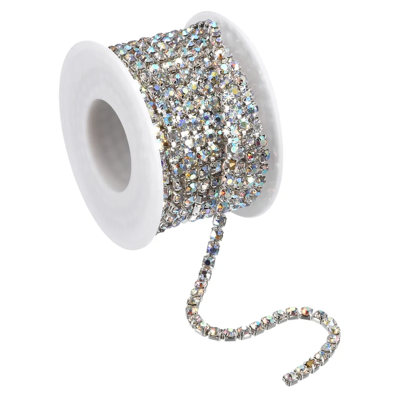 5.5 Yards Crystal Rhinestone Chain, 4mm Close Claw Chain Trim AB Color
