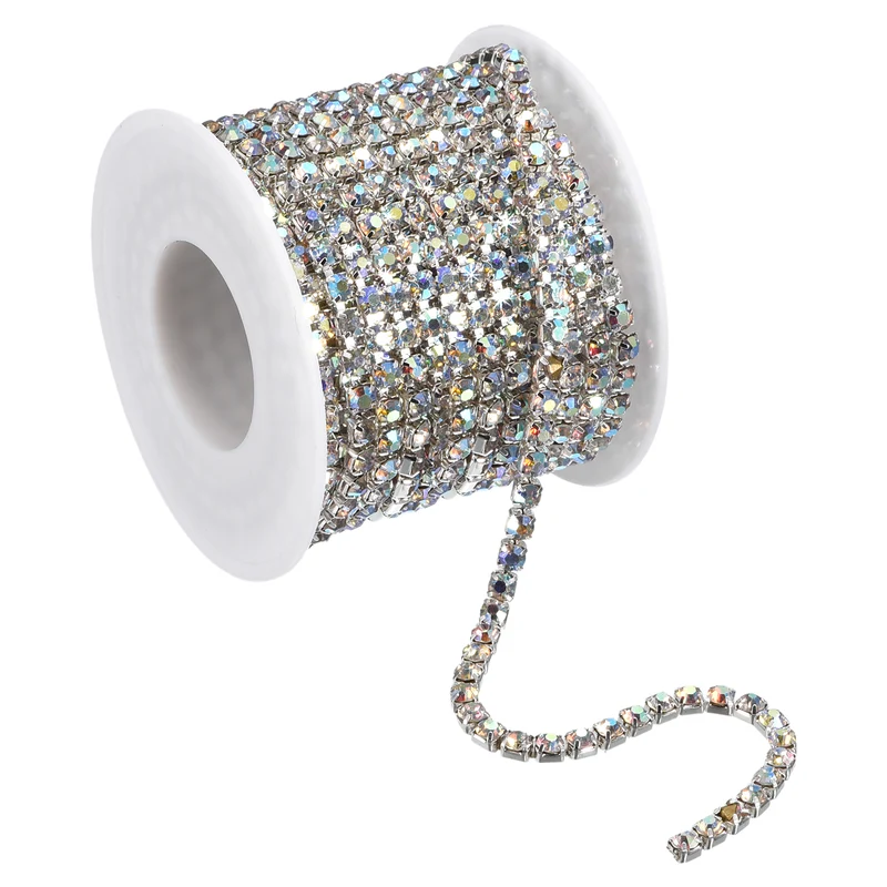 11 Yards Crystal Rhinestone Chain, 4mm Close Claw Chain Trim AB Color