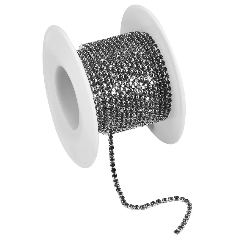 5.5 Yards Crystal Rhinestone Chain, 3mm Close Claw Chain Trim Gray
