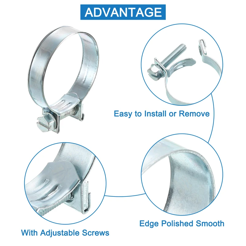 10Pcs Mini Fuel Line Pipe Hose Clamp Clip, Adjustable 32-34mm, Zinc Plated