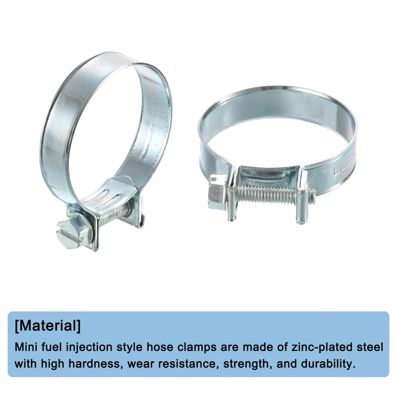 10Pcs Mini Fuel Line Pipe Hose Clamp Clip, Adjustable 32-34mm, Zinc Plated