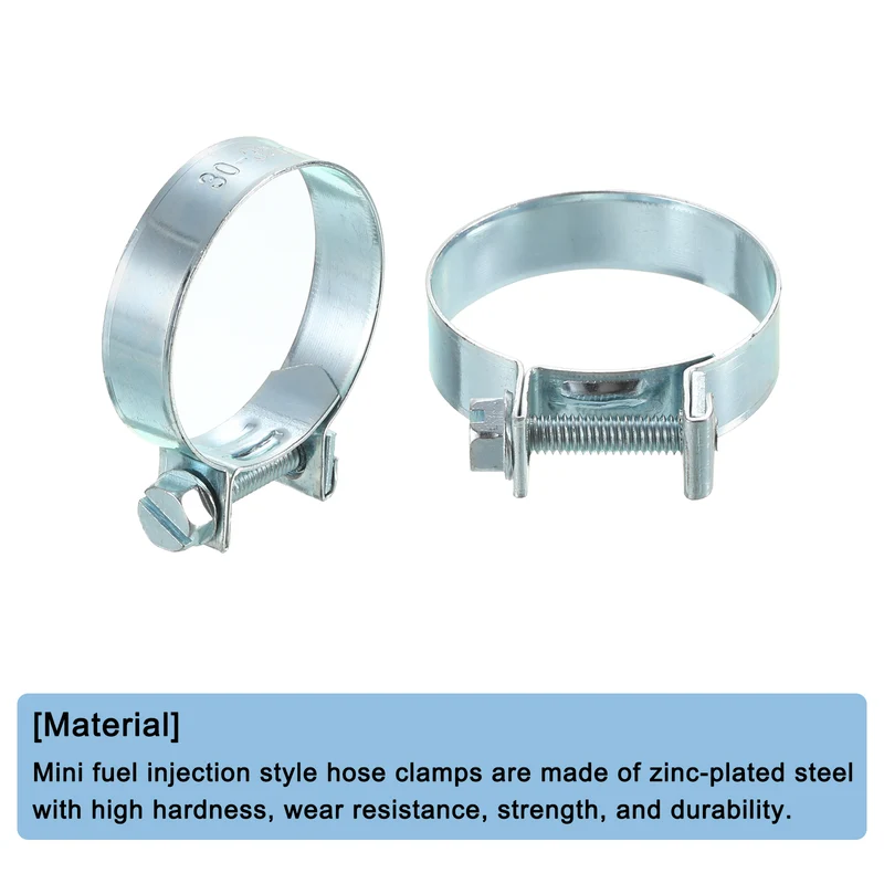 10Pcs Mini Fuel Line Pipe Hose Clamp Clip, Adjustable 30-32mm, Zinc Plated