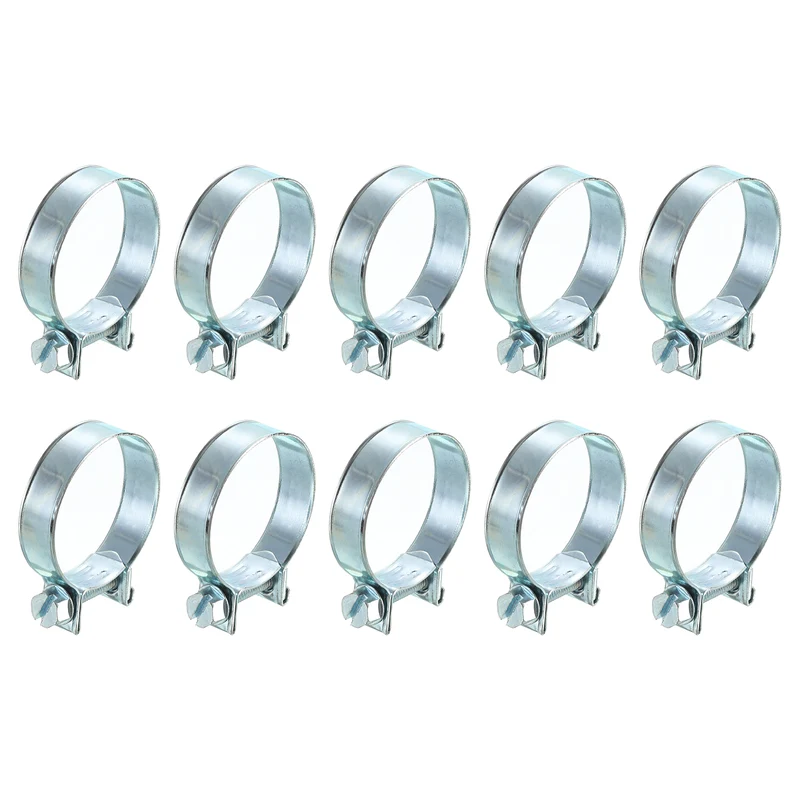10Pcs Mini Fuel Line Pipe Hose Clamp Clip, Adjustable 28-30mm, Zinc Plated
