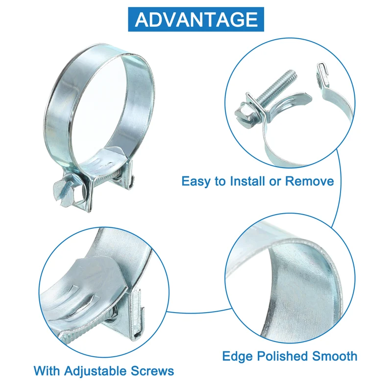 10Pcs Mini Fuel Line Pipe Hose Clamp Clip, Adjustable 28-30mm, Zinc Plated