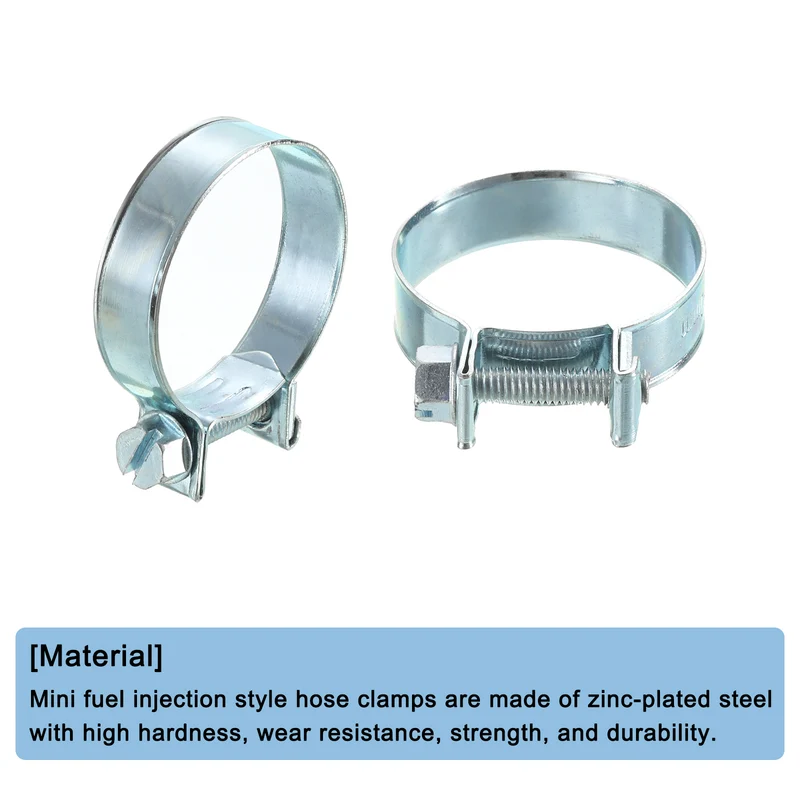 10Pcs Mini Fuel Line Pipe Hose Clamp Clip, Adjustable 28-30mm, Zinc Plated
