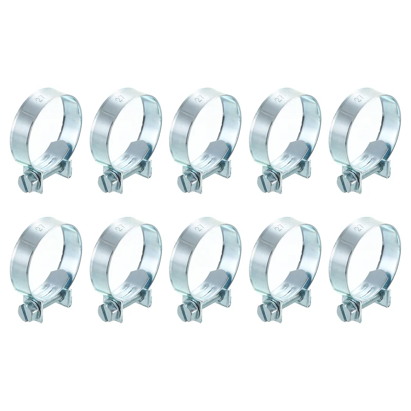 10Pcs Mini Fuel Line Pipe Hose Clamp Clip, Adjustable 27-29mm, Zinc Plated