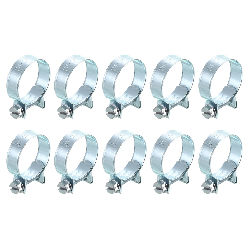 10Pcs Mini Fuel Line Pipe Hose Clamp Clip, Adjustable 24-26mm, Zinc Plated