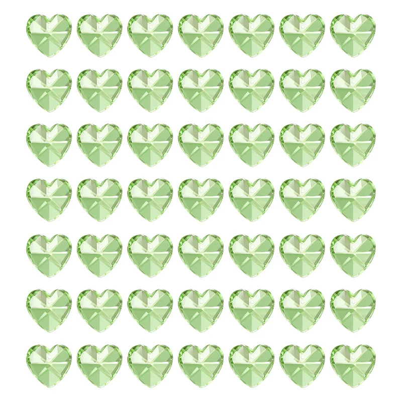 K9 Crystal Heart Beads 1 Holes Pendants, 50 Pack 14mm, Light Green