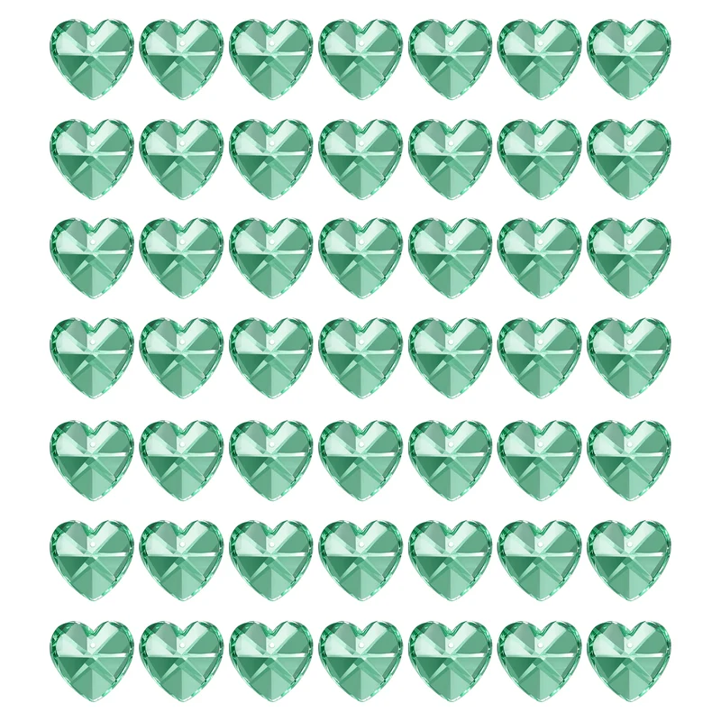 K9 Crystal Heart Beads 1 Holes Pendants, 50 Pack 14mm, Dark Green