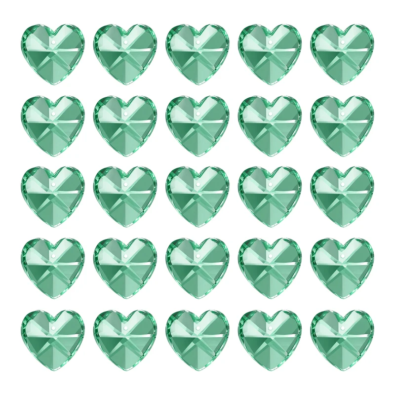 K9 Crystal Heart Beads 1 Holes Pendants, 30 Pack 14mm, Dark Green