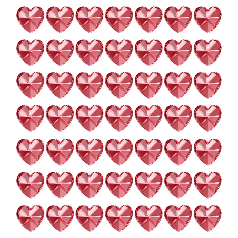 K9 Crystal Heart Beads 1 Holes Pendants, 50 Pack 14mm, Red