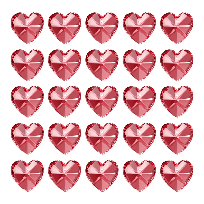 K9 Crystal Heart Beads 1 Holes Pendants, 30 Pack 14mm, Red