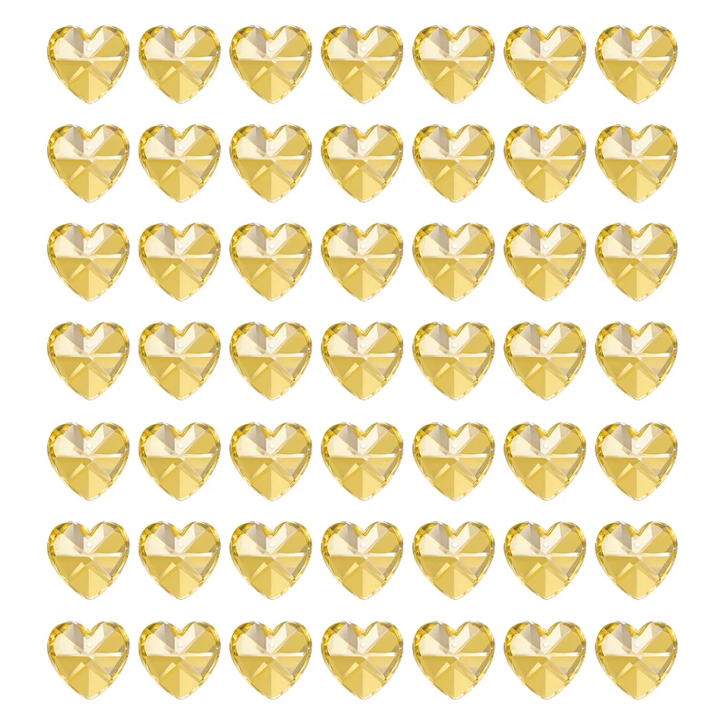 K9 Crystal Heart Beads 1 Holes Pendants, 50 Pack 14mm, Golden