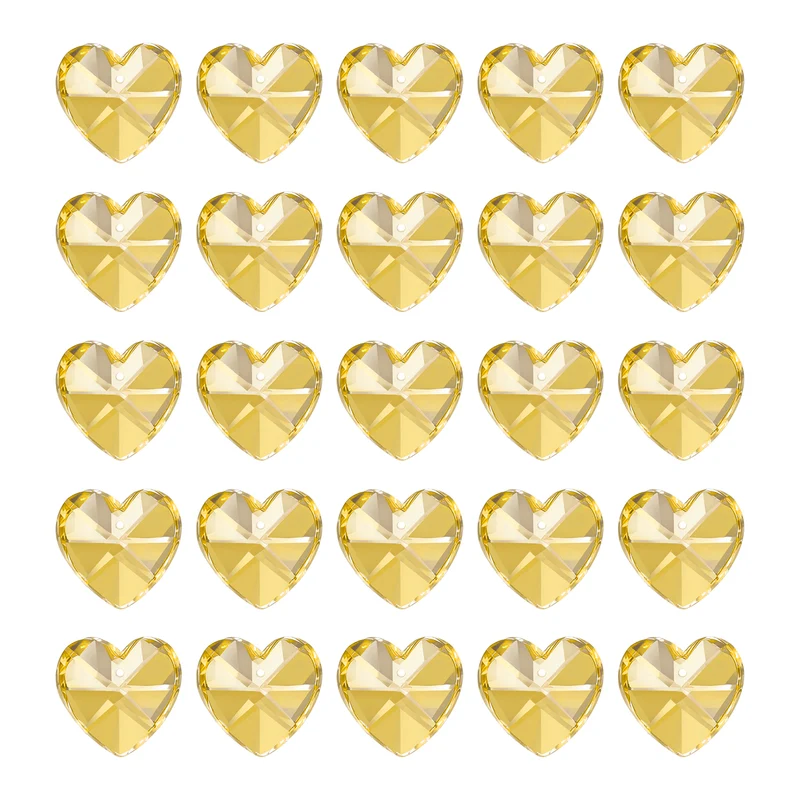 K9 Crystal Heart Beads 1 Holes Pendants, 30 Pack 14mm, Golden