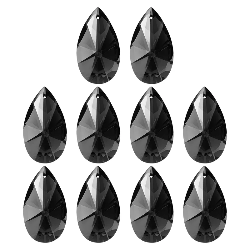 K9 Crystal Pendants Beads, 10 Pack 38mm Chandelier Prisms Decor Black