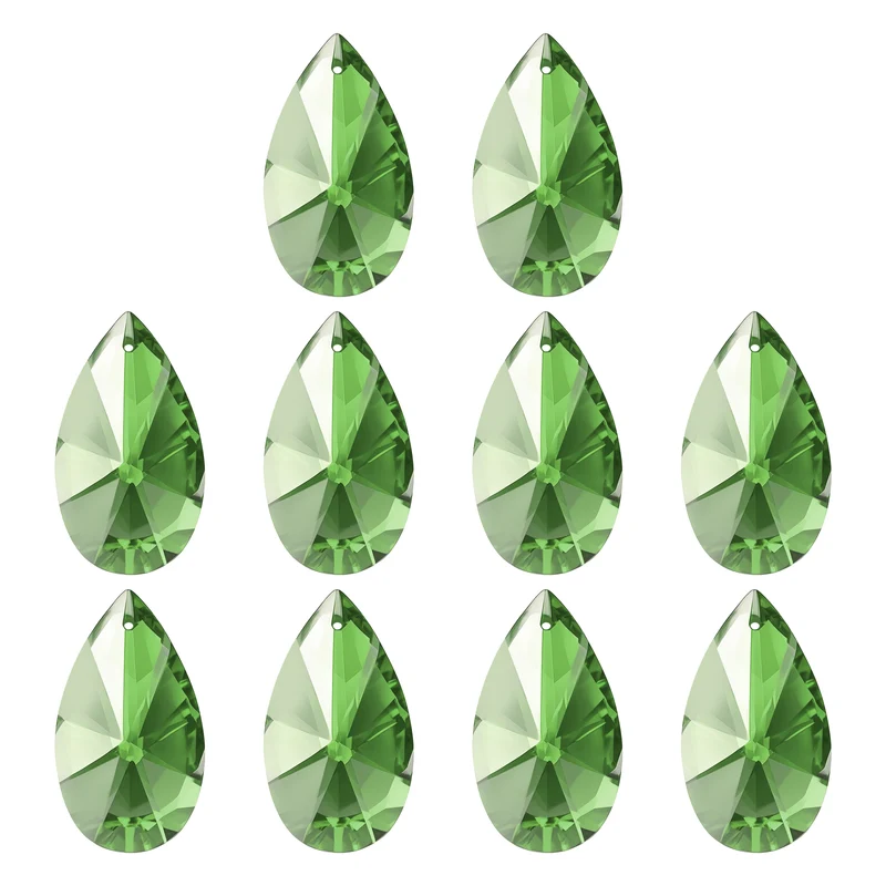 K9 Crystal Pendants Beads, 10 Pack 38mm Chandelier Prisms Decor Green
