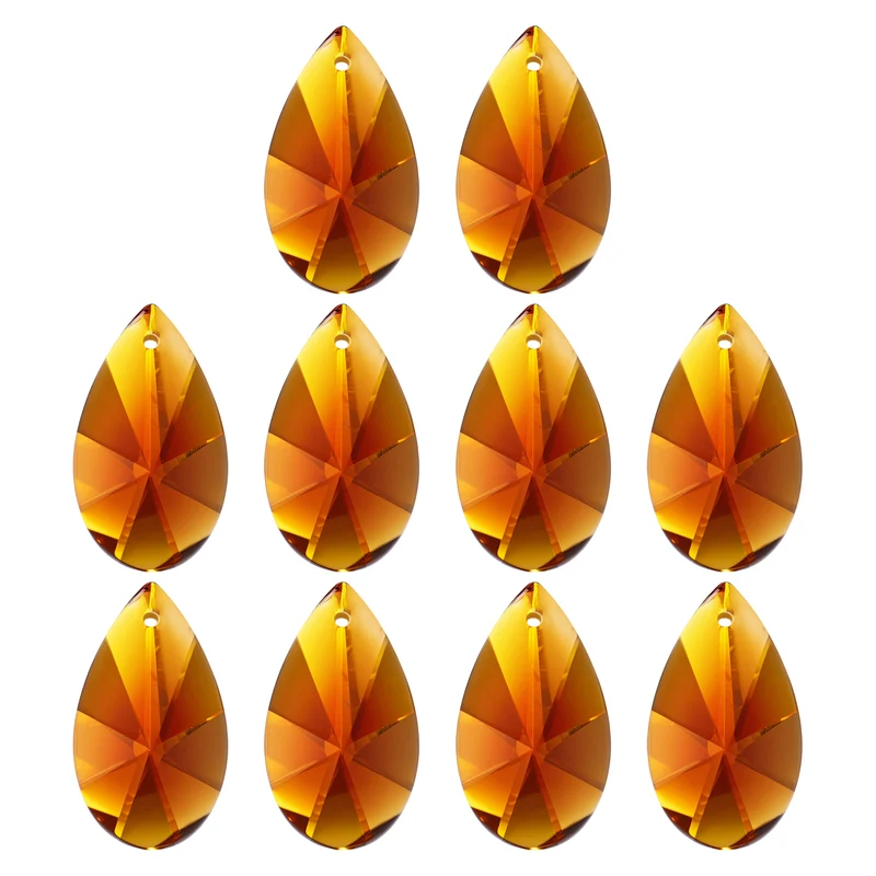 K9 Crystal Pendants Beads, 10 Pack 38mm Chandelier Prisms Decor Amber