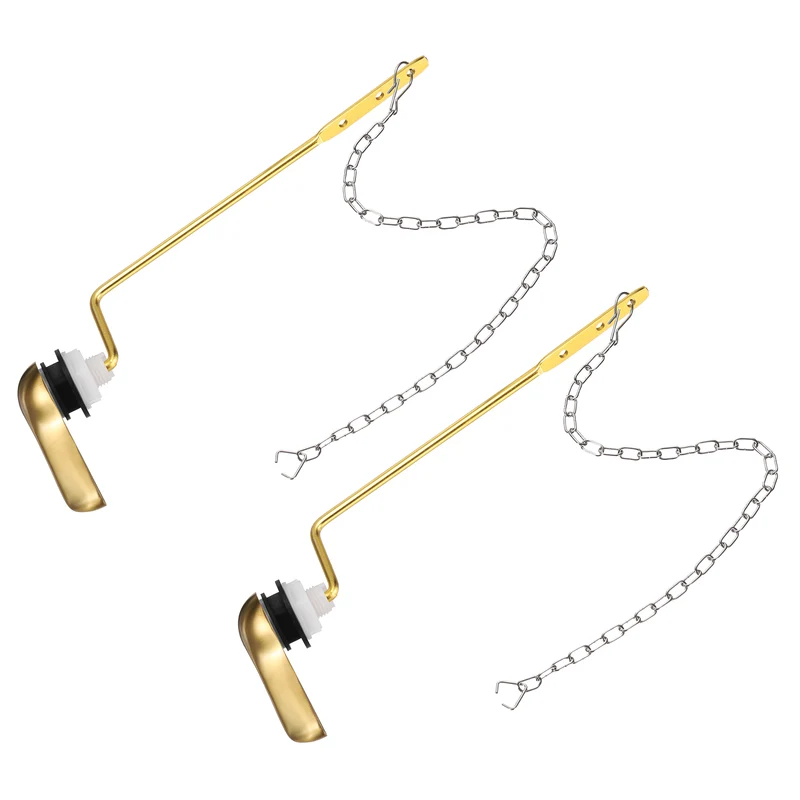 2Pcs Side Mount ABS Toilet Flush Handle with Flapper Chain, Brushed Silver