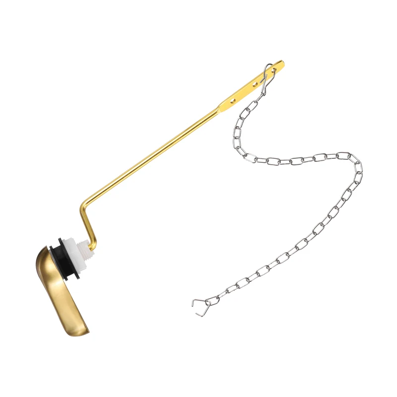 Side Mount ABS Toilet Flush Handle with Flapper Chain, Brushed Silver