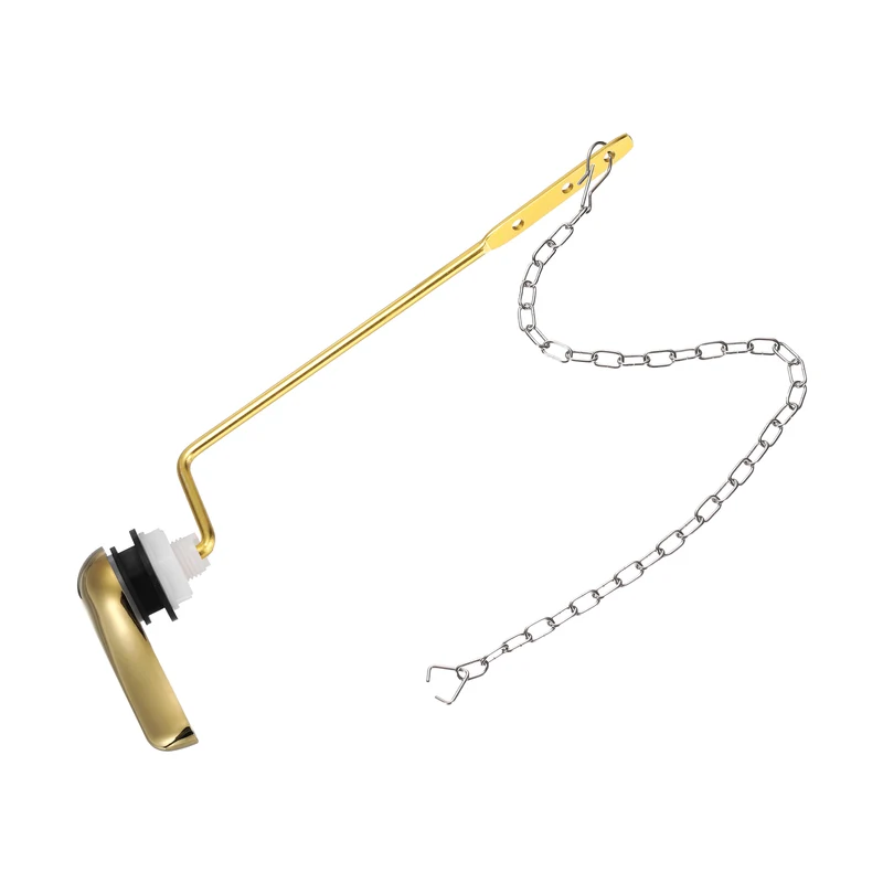 Side Mount ABS Toilet Flush Handle with Flapper Chain, Gold
