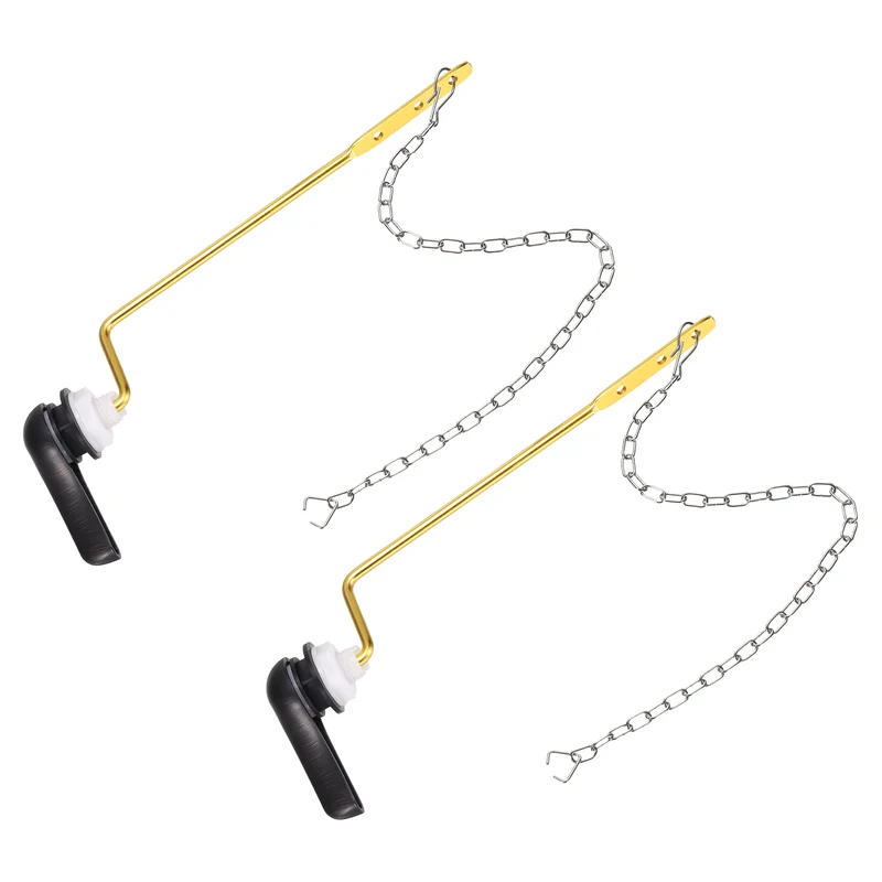 2Pcs Side Mount ABS Toilet Flush Handle with Flapper Chain, Black Bronze