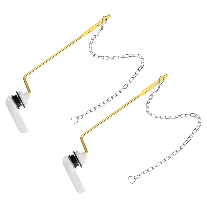 2Pcs Side Mount ABS Toilet Flush Handle with Flapper Chain, White