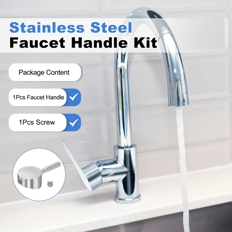 2 Pcs 92x42x25mm 304 Stainless Steel Faucet Handle with Screw for 35mm Cartridge