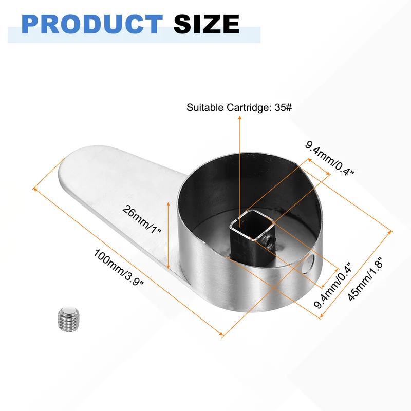 1 Pcs 100x45x26mm Stainless Steel Faucet Handle with Screw for 35mm Cartridge