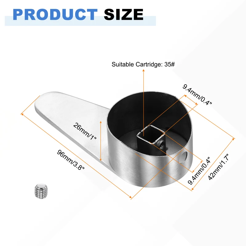 1 Pcs 96x42x26mm Stainless Steel Faucet Handle with Screw for 35mm Cartridge