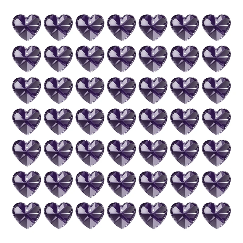 K9 Crystal Heart Beads 1 Holes Pendants, 50 Pack 14mm, Dark Purple