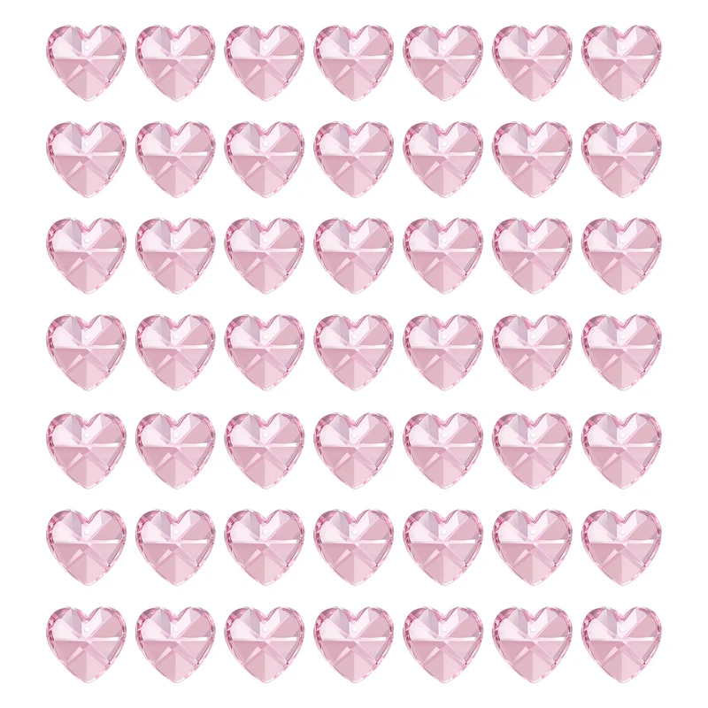 K9 Crystal Heart Beads 1 Holes Pendants, 50 Pack 14mm, Pink