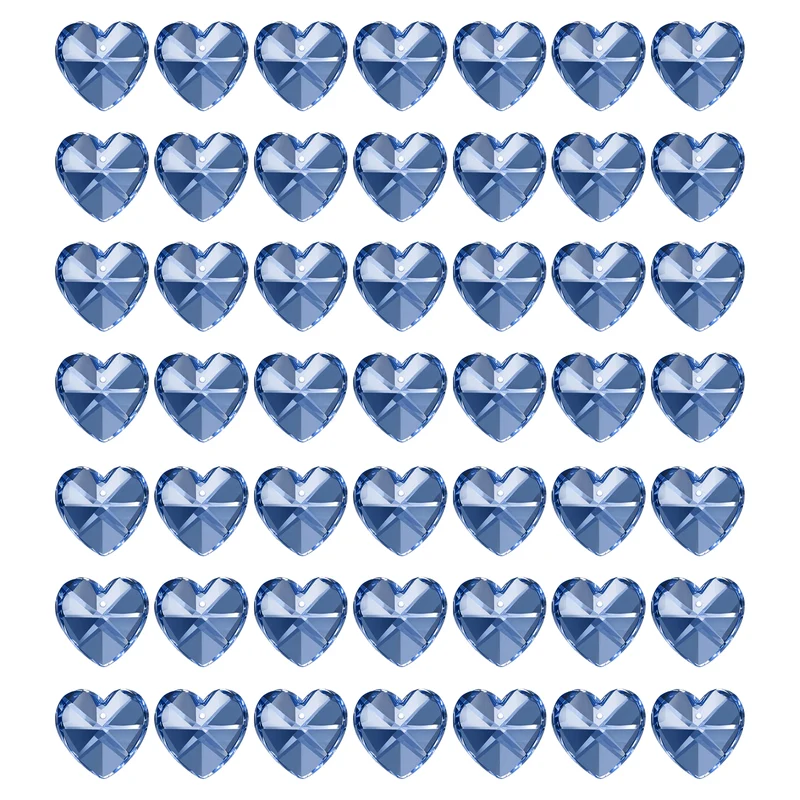 K9 Crystal Heart Beads 1 Holes Pendants, 50 Pack 14mm, Dark Blue