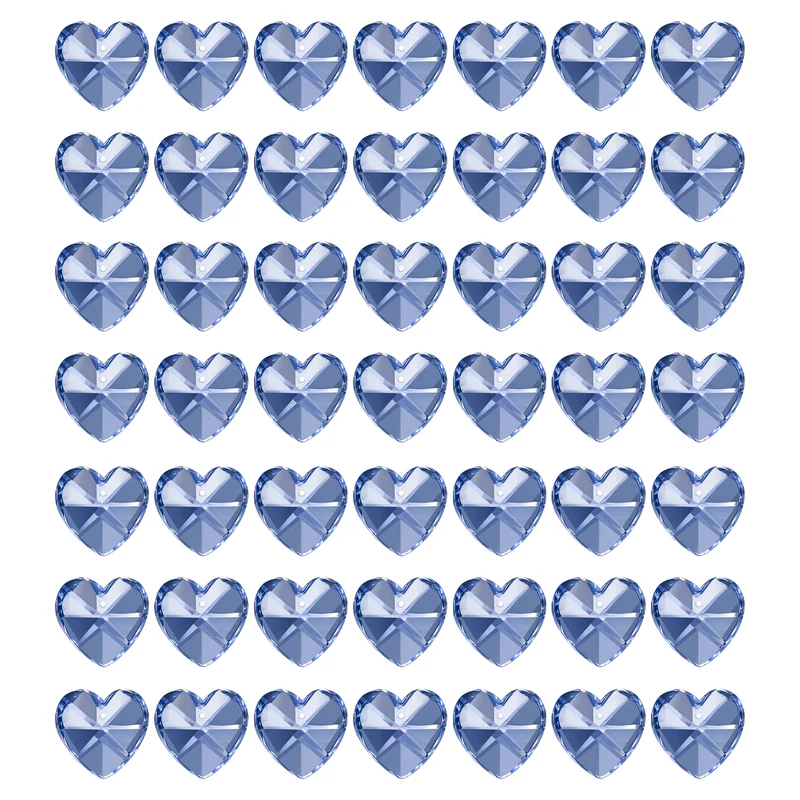 K9 Crystal Heart Beads 1 Holes Pendants, 50 Pack 14mm, Blue