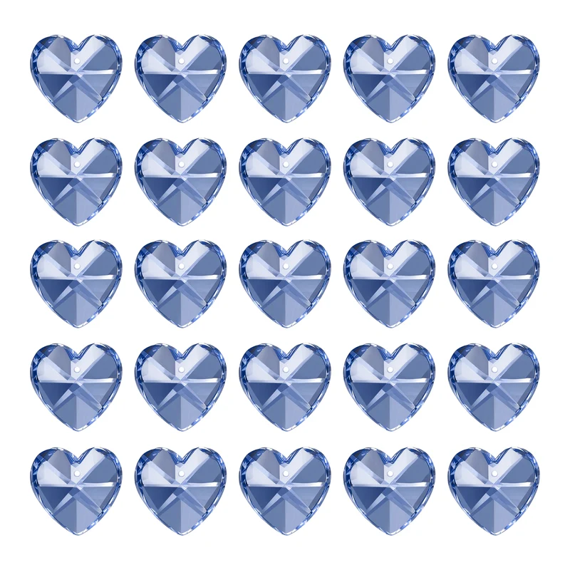 K9 Crystal Heart Beads 1 Holes Pendants, 30 Pack 14mm, Blue