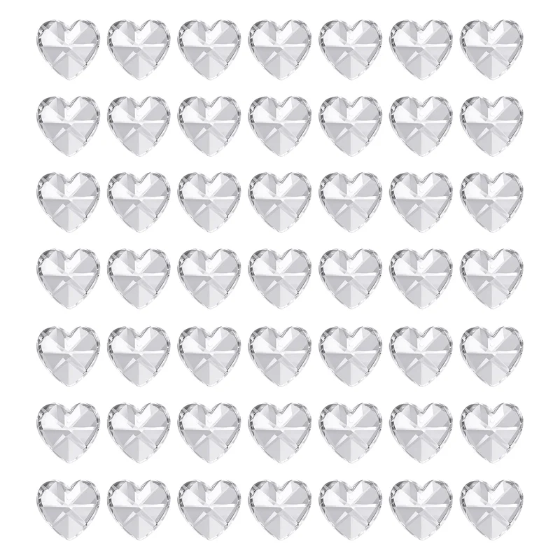 K9 Crystal Heart Beads 1 Holes Pendants, 50 Pack 14mm, Clear