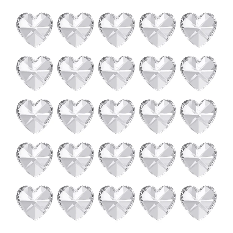 K9 Crystal Heart Beads 1 Holes Pendants, 30 Pack 14mm, Clear