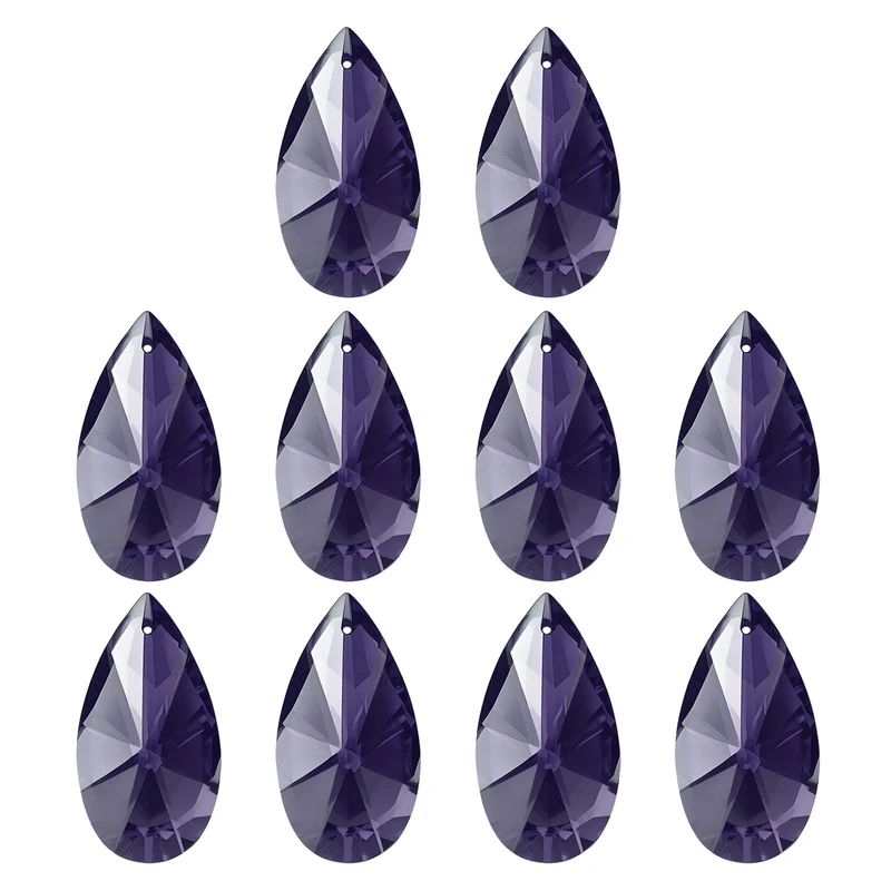 K9 Crystal Pendants Beads, 10 Pack 38mm Chandelier Prisms Decor Purple