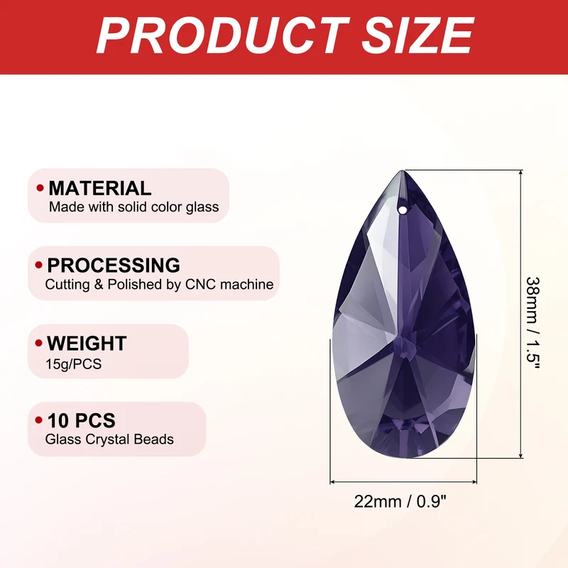 K9 Crystal Pendants Beads, 10 Pack 38mm Chandelier Prisms Decor Purple