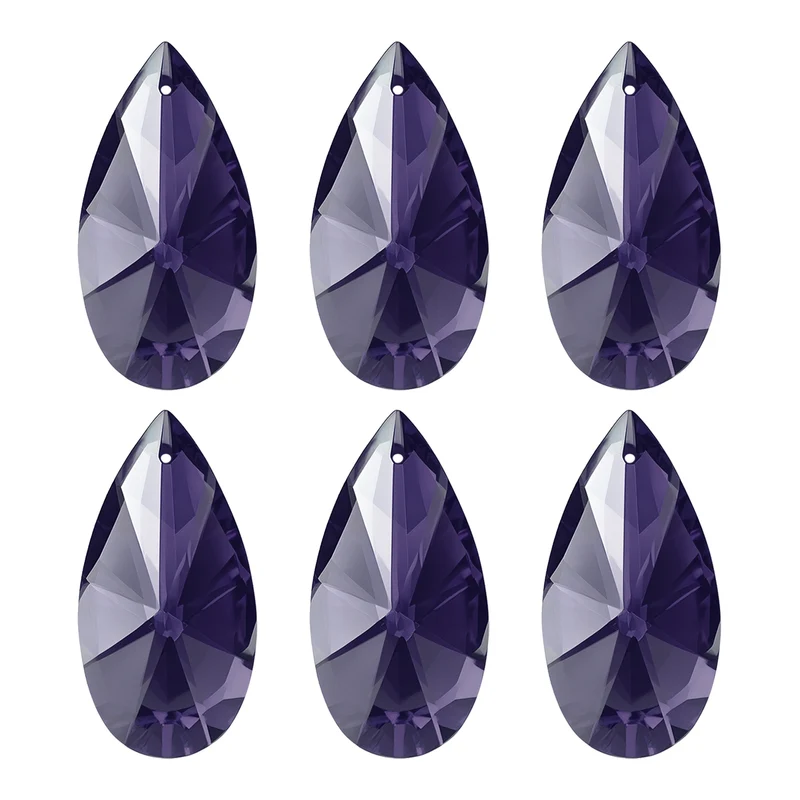 K9 Crystal Pendants Beads, 6 Pack 38mm Chandelier Prisms Decor Purple