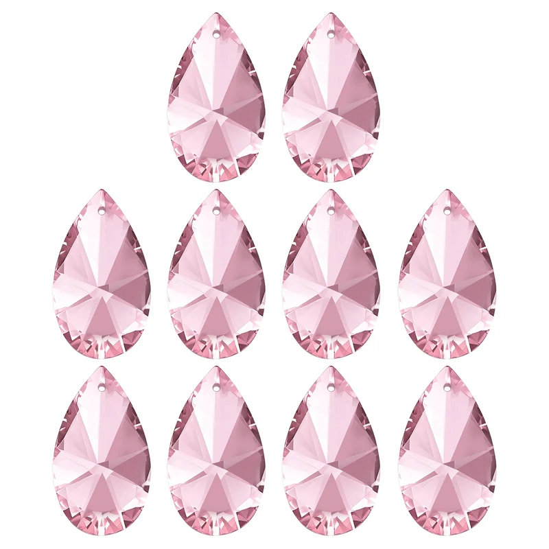 10Pack K9 Crystal Pendants Beads 38mm Chandelier Prisms Decor Pink