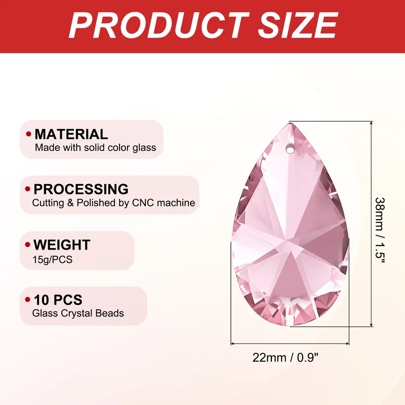 10Pack K9 Crystal Pendants Beads 38mm Chandelier Prisms Decor Pink