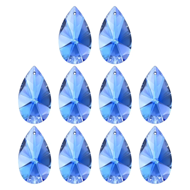 K9 Crystal Pendants Beads, 10 Pack 38mm Chandelier Prisms Decor Light Blue