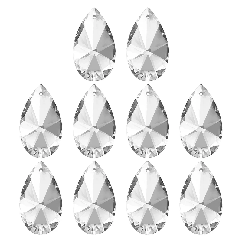 K9 Crystal Pendants Beads, 10 Pack 38mm Chandelier Prisms Decor Clear
