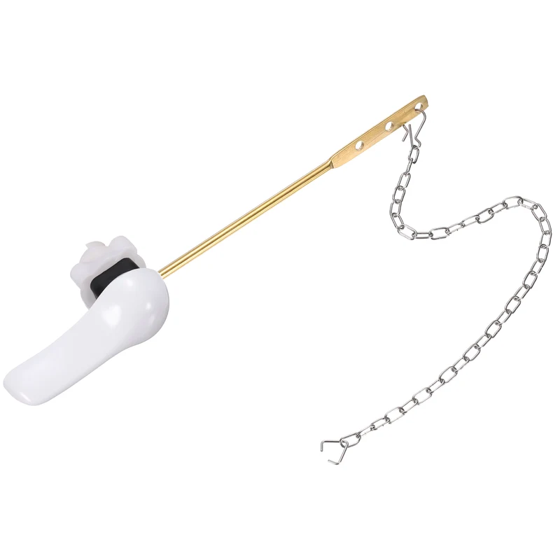 Front Mount Metal Toilet Flush Handle with Flapper Chain, White