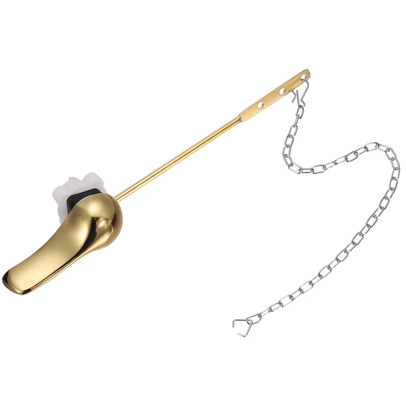 Front Mount Metal Toilet Flush Handle with Flapper Chain, Gold