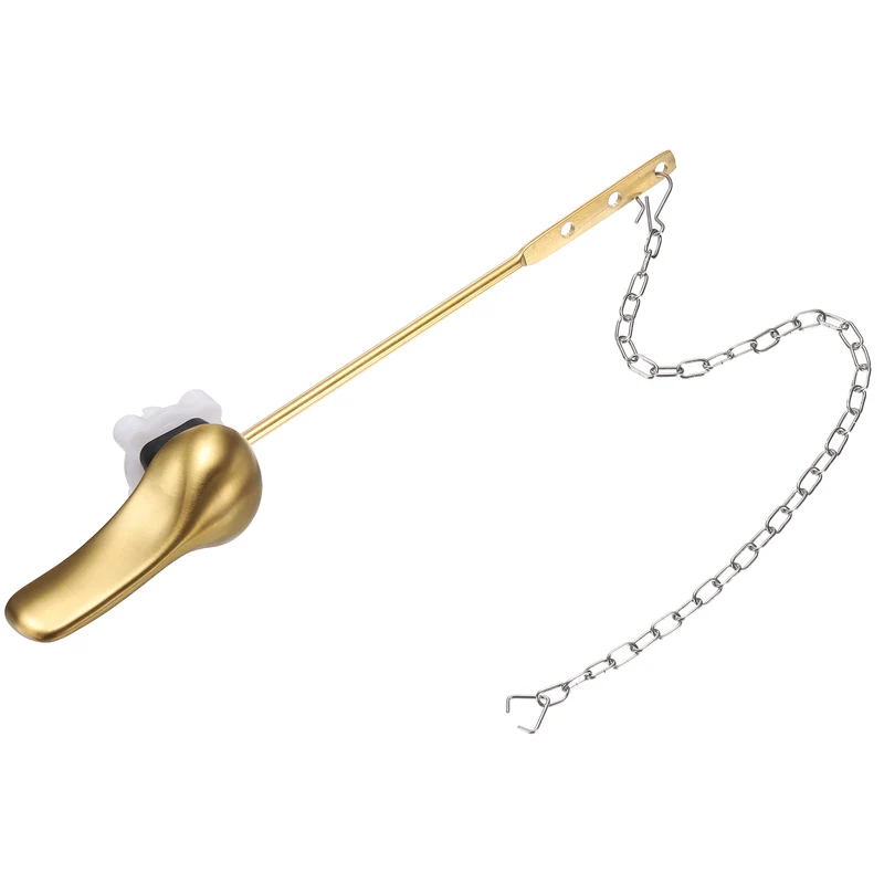Front Mount Metal Toilet Flush Handle with Flapper Chain, Brushed Gold