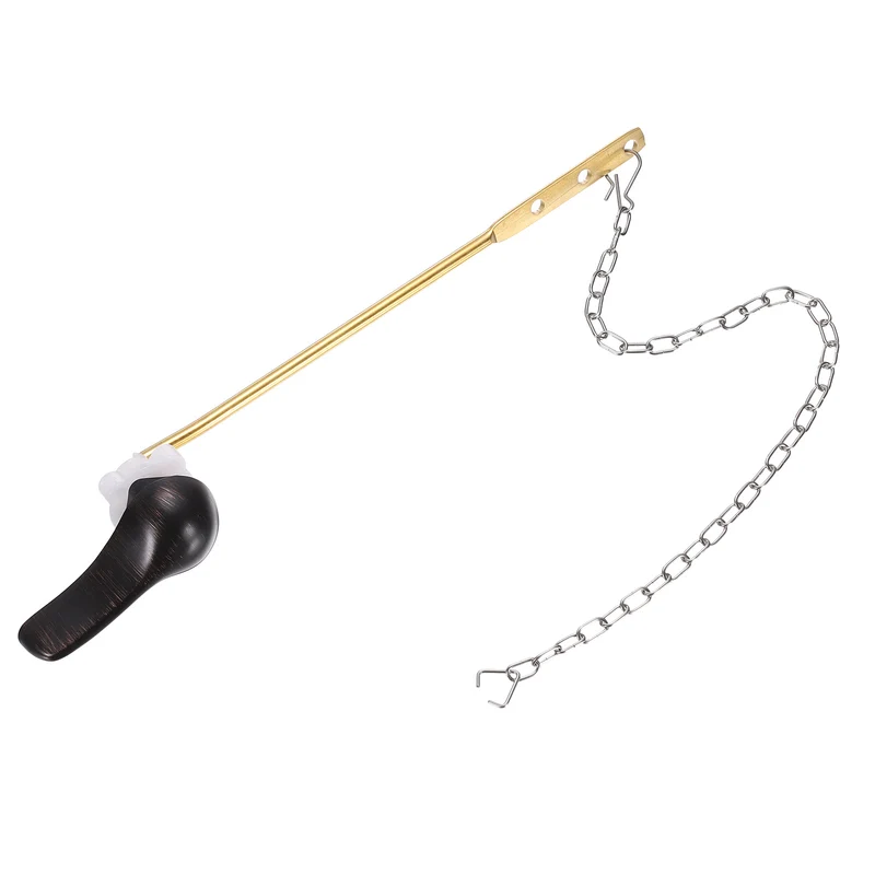 Front Mount Metal Toilet Flush Handle with Flapper Chain, Black Bronze