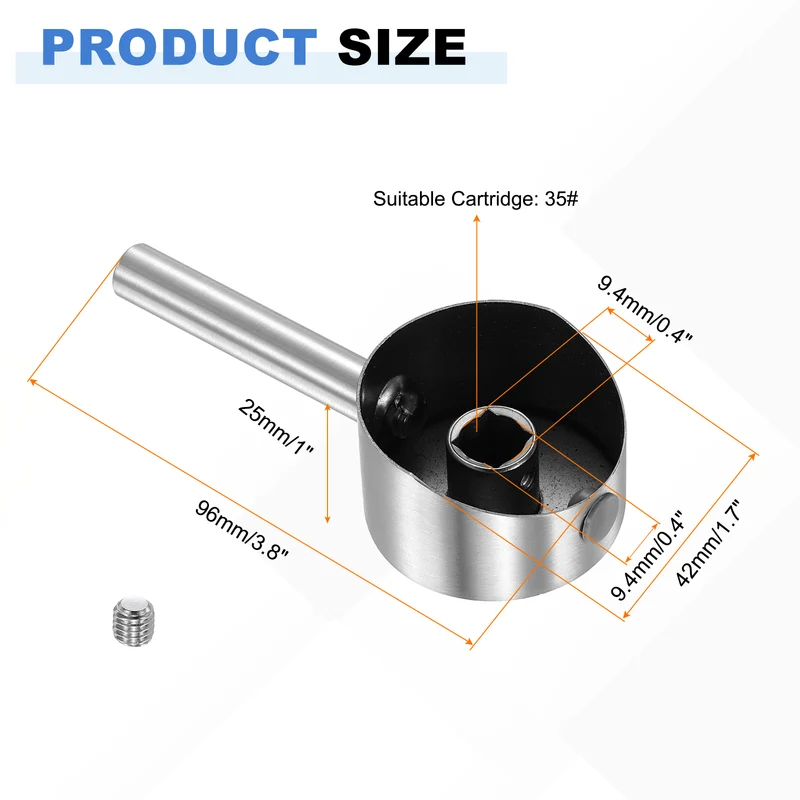1 Pcs 96x42x25mm Stainless Steel Faucet Handle with Screw for 35mm Cartridge