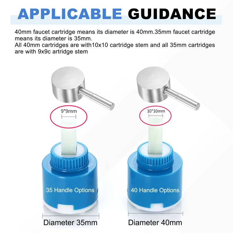 1 Pcs 96x42x25mm Stainless Steel Faucet Handle with Screw for 35mm Cartridge