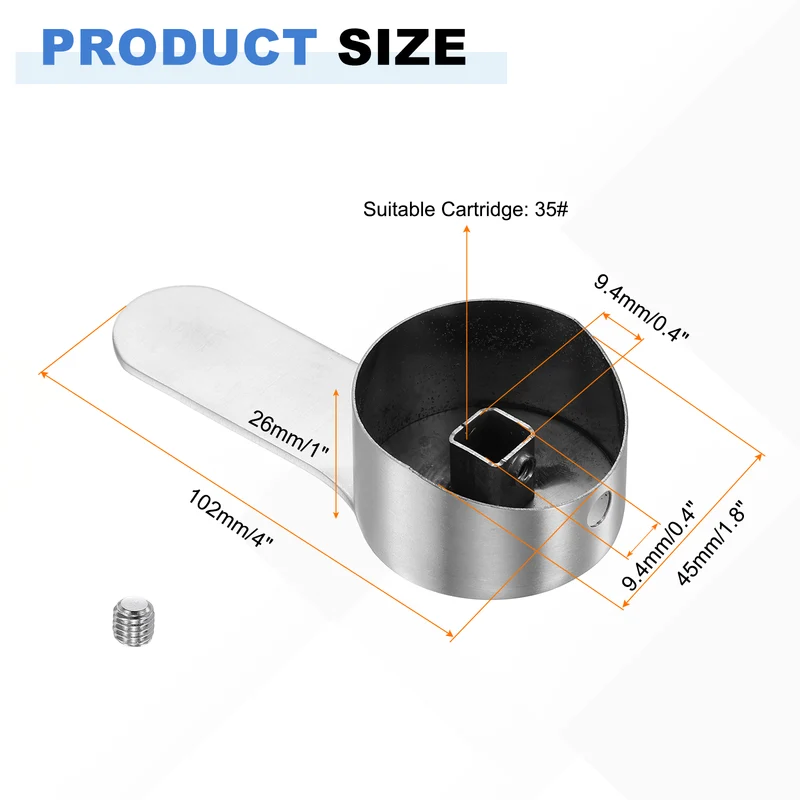 1 Pcs 102x45x26mm Stainless Steel Faucet Handle with Screw for 35mm Cartridge